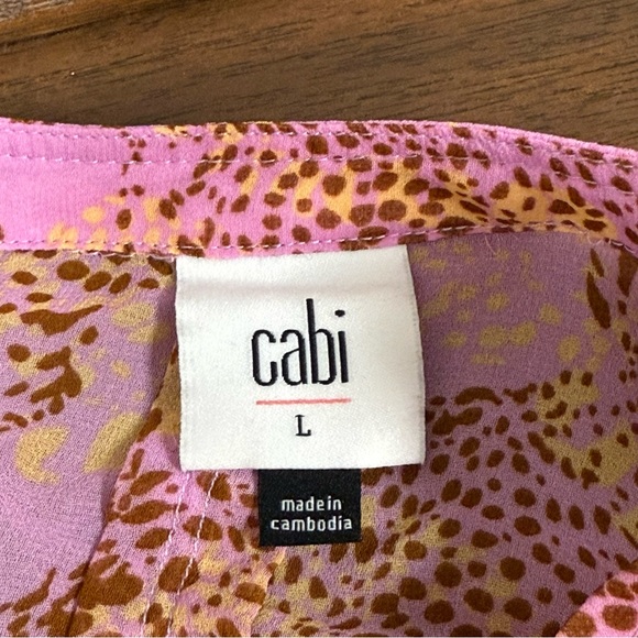 Cabi Pink Leopard Sheer Button Front Blouse L Lightweight Resort Spring - Picture 5 of 8